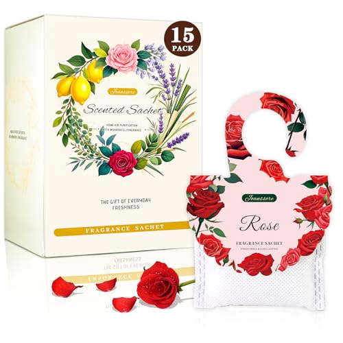 15 Packs Rose Scented Sachets Bag for Drawers and Closets, Home Fragrance Sachet Long-Lasting...