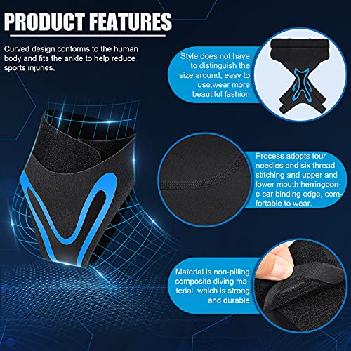 Satinior 4 Pcs Ankle Support Brace For Women Men Breathable Ankle Wrap Adjustable Compression Sleeve For Sprained Stabilize Ligament Sports Against Chronic Strain Fatigue (Black, Blue) #TOP3