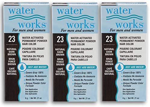 Water Works Powder Hair Color, Permanent, Dark Brown, 3 packs