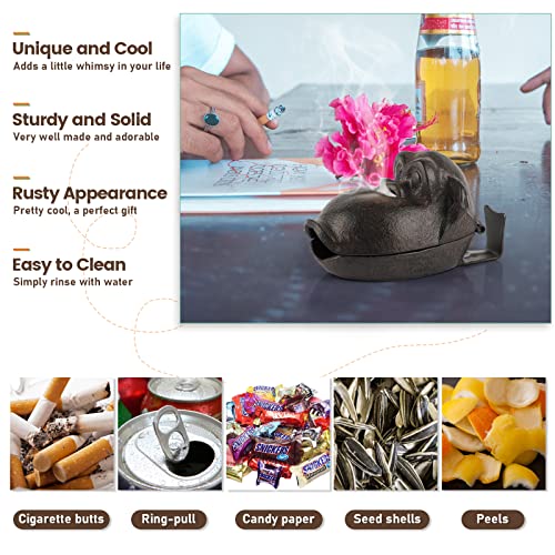 Ozzptuu Cast Iron Retro Creative Orangutan Cigar Ashtray Funny Cigarette Ash Tray Sculpture For Home Decor Black #TOP3