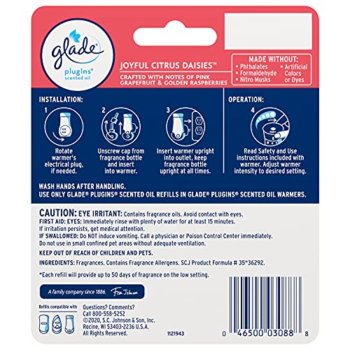 Glade Joyful Citrus & Daisies Air Freshener, 2 Count, 1.34 Fl Oz