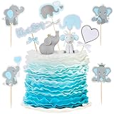 30 Pieces Elephant Cake Decor Include Blue Elephant Cupcake Topper Elephant Birthday Cake Topper Res