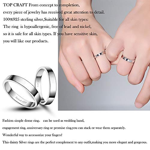 Dankadi Simple Fashion S925 Sterling Silver Ring For Men & Women Smooth Plain Dome Comfort Solid Silver Ring Wedding Engagement 3.5 Mm Ring 7# (Classic Style, 7) #TOP4