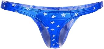 Mendove Men's Star Print Liquid Metallic Contour Pouch Thong Underwear