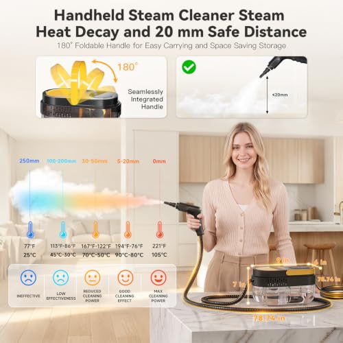 Image of Gautye Steam Cleaner, 15s Heat Up, 1.69 Quarts Tank with 15 Accessories