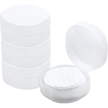 Round Plastic Cotton Holder Cosmetic Cotton Pad Holder Multiple Colors Portable and Sealed Suitable for Makeup Remover Beads Pack of 4 Whitish Transparent