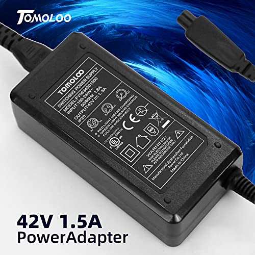 Tomoloo 42V 0.85A Battery Charger With 3-Prong 0.31 Inch Plug Inline Connector For 50/60Hz 100-240Vac Supply Power Adapter Cord 7.91 Ft #TOP1
