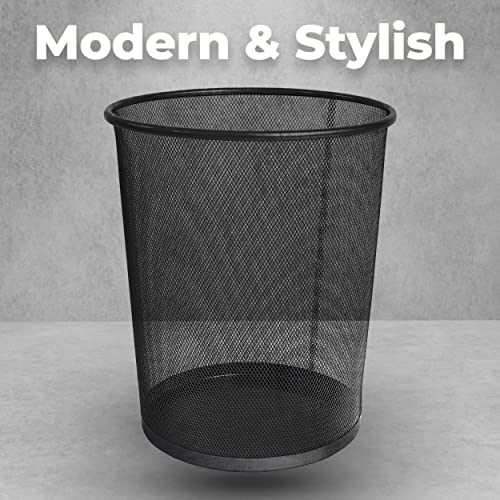 Greenco Mesh Round Wastebasket, 6 Gallon, 2Pk (Black) - Lightweight & Sturdy Office Trash Cans For Near Desk - Garbage Can For Bedroom, Kitchen, Dorm - Garbage Bin - Trash Can Office & Home Supplies #TOP6