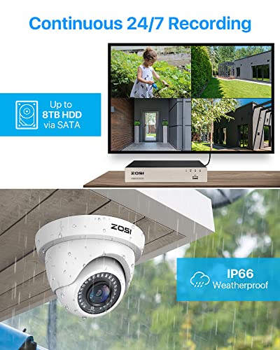 Image of ZOSI 3K Lite 16 Channel Camera System, 16 X 2MP Cameras, 2TB HDD | H.265+ 16 Channel CCTV DVR Recorder, AI Human Vehicle Detection, Outdoor Indoor, 80ft Night Vision, Remote Access