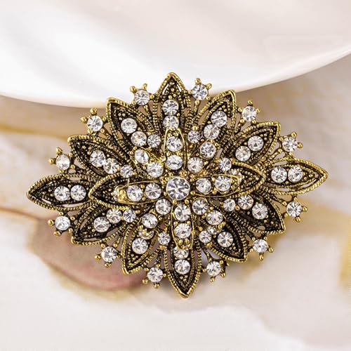 Image of Vintage Art Deco Crystal Rhinestone Brooch Pin for Women