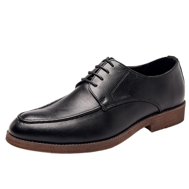 Outdoor Men's Dress Formal Shoes Burnished Leather Lace Up Cap Toe Design Non Slip Block Heel Anti-Slip Shoe for Casual Wedding Party Prom