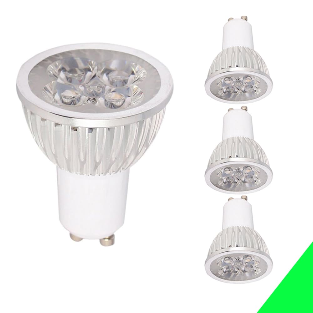 GU10 LED Bulbs Cool White Non-dimmable 4W 6000K Bulb, 350lm Bright Bulb, Replaces Halogen Bulbs, AC 220V 230V, Beam Angle 120° Flicker-Free Spotlight Energy Saving Reflector for Kitchens (4 pieces)
