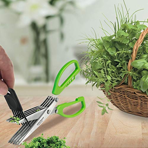 Westmark Germany Stainless Steel 5-Blade Herb Scissors With Cleaning Comb (Green) #TOP6