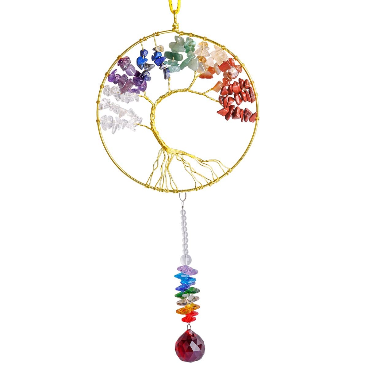 Capteur de soleil 7 chakras arbre de vie ornement suspendu de 44cm