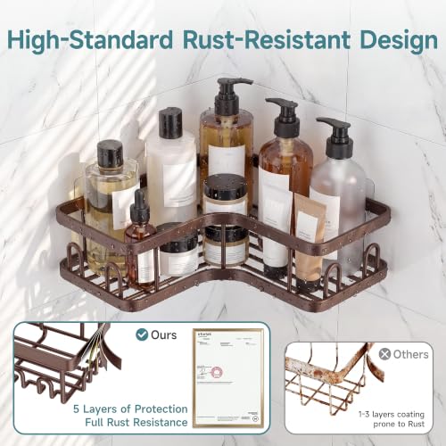 Image of Veken Large Capacity Corner Shower Caddy 6-Pack, Advanced Rustproof Design