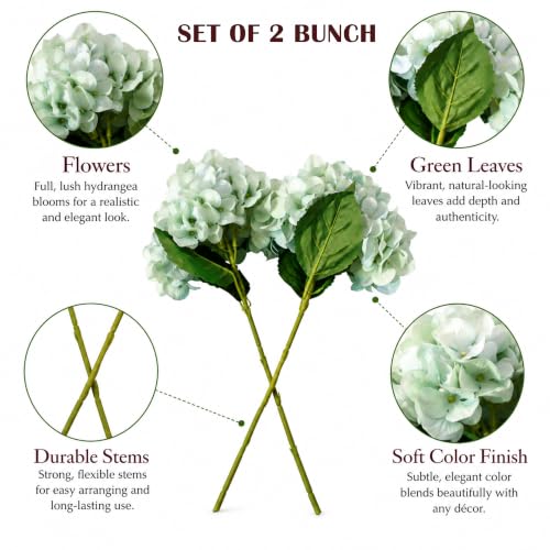 Image of Art Street Artificial Blue Hydrangea Flower Stick for Vases| Faux Flowers| Ideal for Home Decor |Items for Living Room |Christmas Day, New Year Decor| 6 Head Flower|Size: 18 Inch (Set of 2)