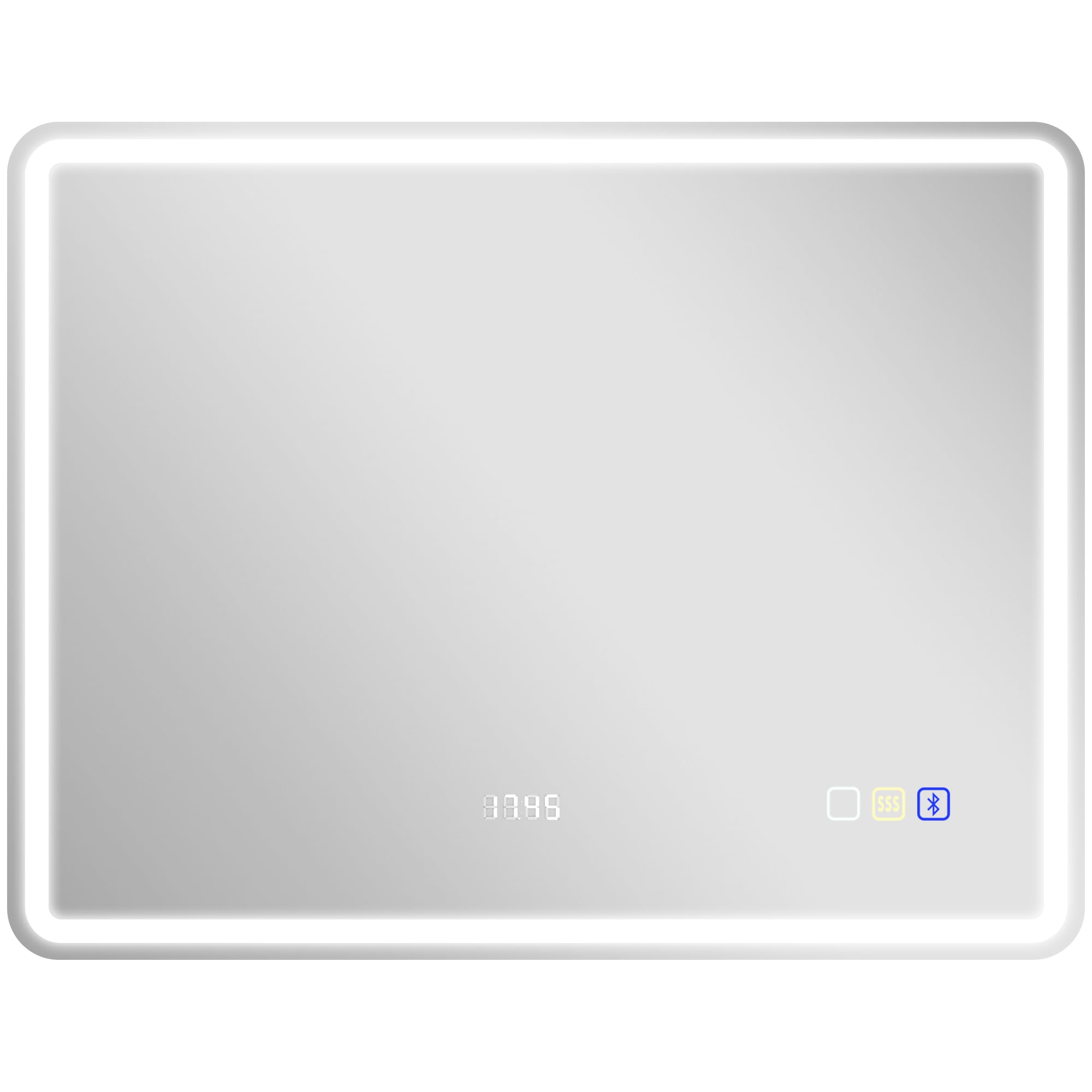 HOMCOM Miroir de Bain avec éclairage mémoire Horloge 70x90cm Argent