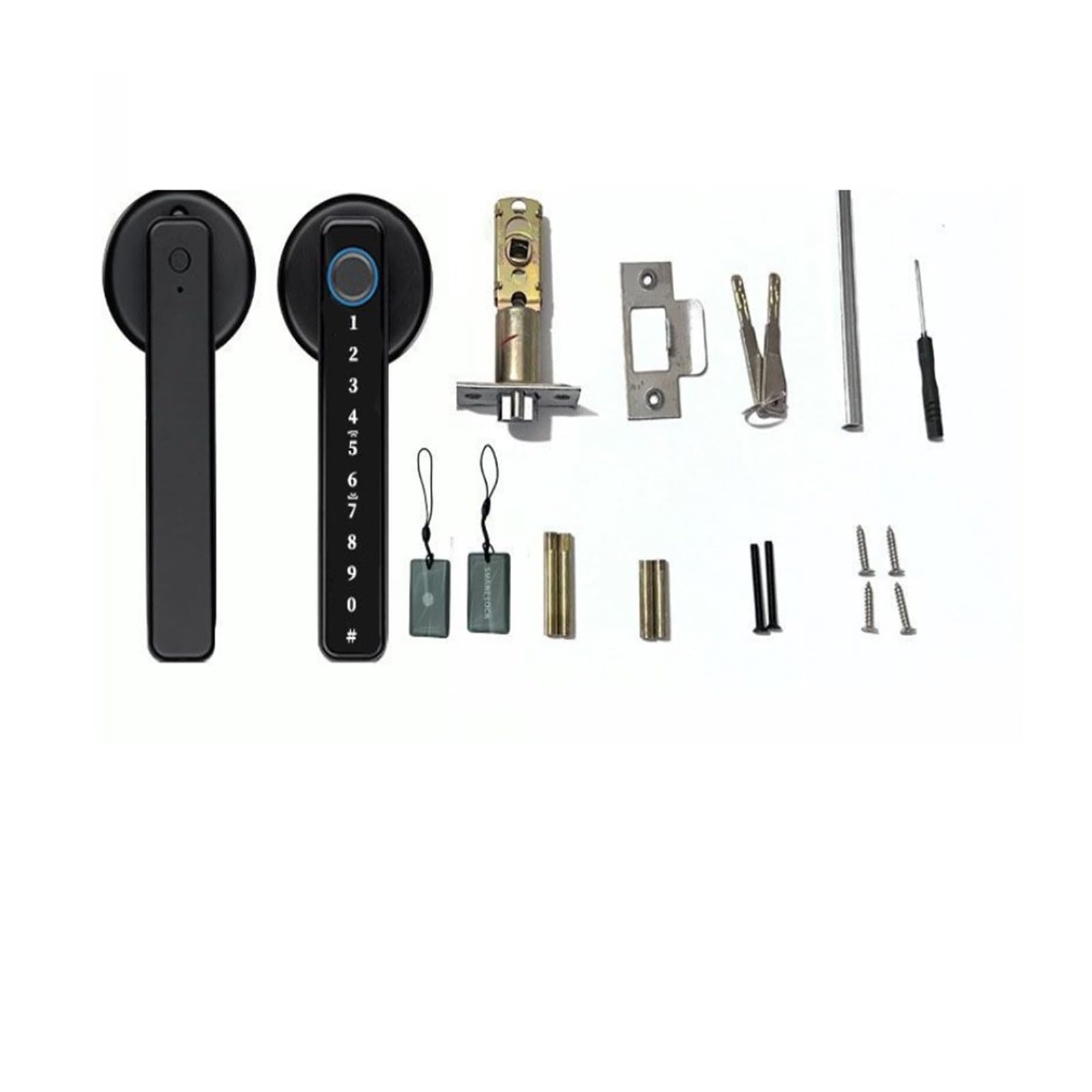 Serrure à empreinte digitale intelligente Bluetooth, carte de code d'accès, porte en bois, chambre à coucher, entrée sans clé(Zwart)