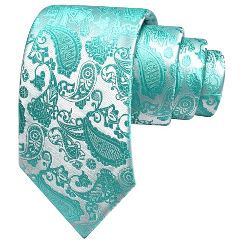 Image of GUSLESON 3.15 inch(8cm) Fashion Paisley Ties Mens Woven Jacquard Necktie for Wedding