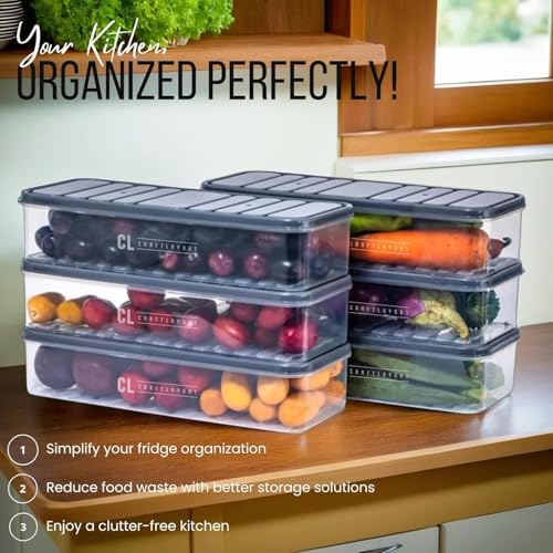 Image of Air Tight Plastic Storage Containers Set of 6 1200 ML | Pantry Organizers for Kitchen | Fridge Storage Boxes | Leak Proof BPA Free Durable & Space Saving Grocery Containers