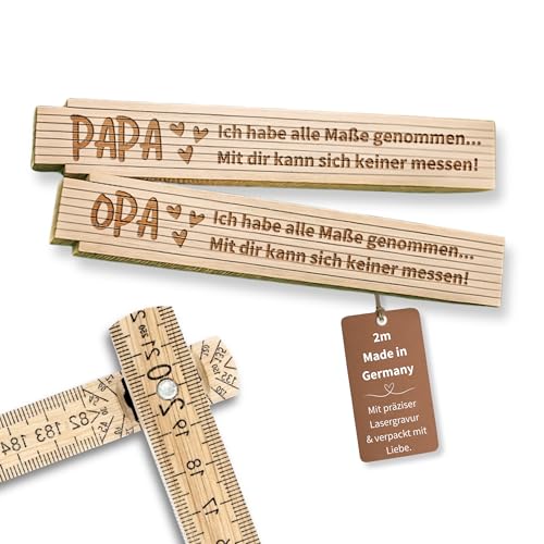 Happy Box - Zollstock personalisiert Holz mit präziser Gravur Vatertagsgeschenk für Papa Geschenk Opa Geschenk (Papa..ich habe..)