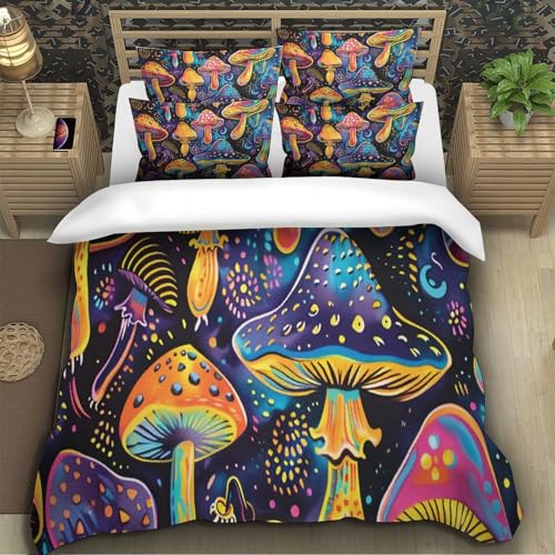 Parure de lit microfibre champignons 140x200 effet douce 3D - 5