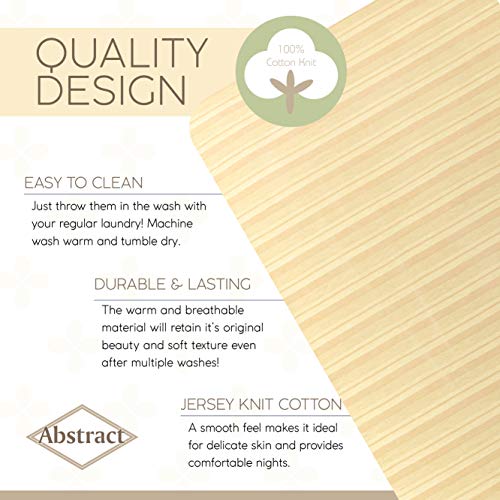 Abstract Fitted Bed Sheet Soft Jersey Comfort Deep Pocket For Twin Mattresses (39" X 75", Striped Beige) #TOP3