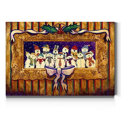 Renditions Gallery Canvas Christmas Wall Art Home Paintings & Prints Snowmen Family Gathering Glam Modern Wall Hanging Festival Decorations for Bedroom Office Kitchen Artwork - 32"x48" LT20