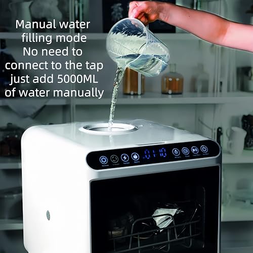 Dishwasher Tabletop dishwasher Portable Small fully automatic dishwasher with four wash modes plus drying and sterilizing modes Can be connected to the tap and filled manually