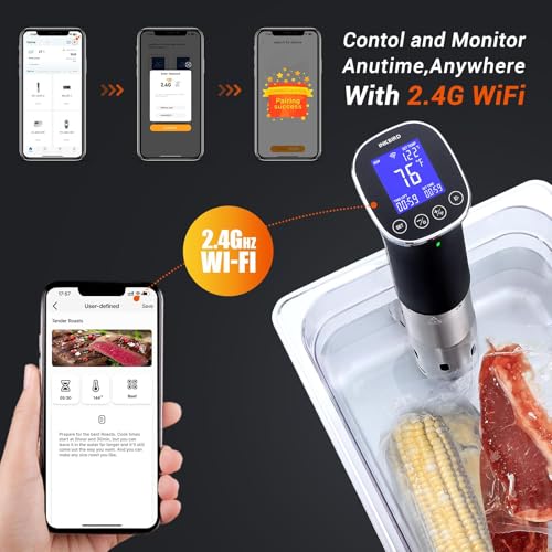 Image of INKBIRD WiFi Immersion Circulator for Sous Vide, IPX7 Waterproof 1000W Sous Vide Cooker, Accurate Sous Vide Machine with Free App Recipes, Stainless Steel Immersion Cooker & Sous Vide Circulator