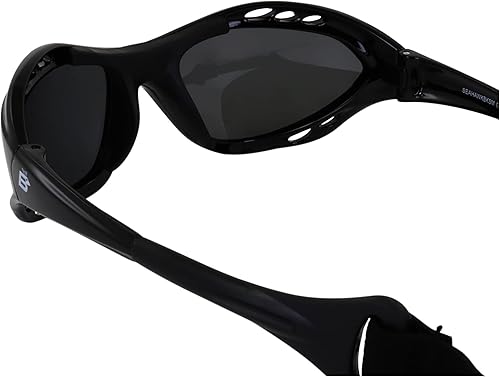 Miniatura 4 de Birdz Gafas de sol Seahawk polarizadas acolchadas 2 pares con correa para deportes acuáticos, surf, kayak, jetski, negro con lente ahumada y lente
