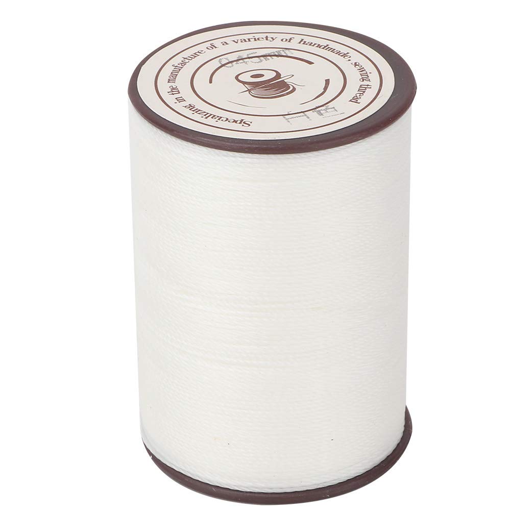 Saluaqui White Premium Waxed Leather Sewing Thread 0.45Mm Black Polyester Cord 160M Roll For Handcrafts And Leatherwork (White)