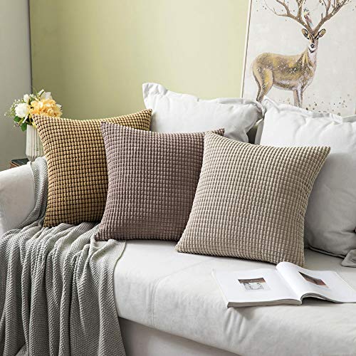 image for MIULEE Pack of 2 Pillow Covers 20 x 20 Inch Brown Super Soft Corduroy 