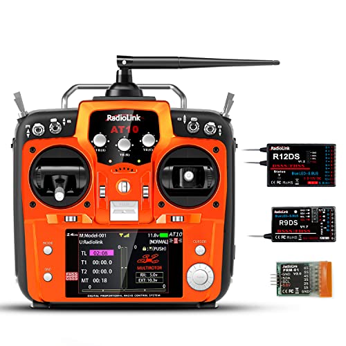 Radiolink At10Ii 2.4G 12 Channels Rc Transmitter And Two Receivers R12Ds/R9Ds Set Radio Controller Airplane Voltage Monitor For Rc Fpv Aircraft, Quad, Helicopter And More(3 Pcs) #TOP24