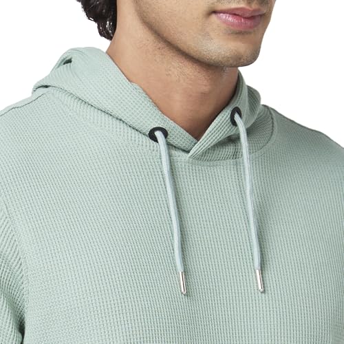 Image of Spykar Men's Slim Fit Hooded Full Sleeve Solid Casual T-Shirt