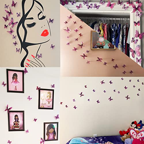 Vinilos Decorativos Mariposas 3D 24 Piezas Morado miniatura 2
