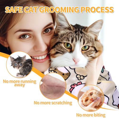 Image of Gosknor Cat Restraint for Nail Clipping, 21.7x21.7in Self-Adherent Soft Cat Grooming Wrap Adjustable Pet Swaddle Wrap for Prevent from Escaping Scratching Biting