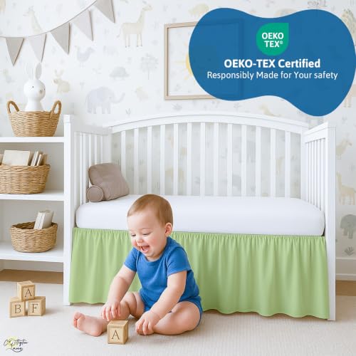 Image of Cottington Lane Sage Crib Skirt Dust Ruffle 14 inch Drop, Fits 28 inch x 52 inch