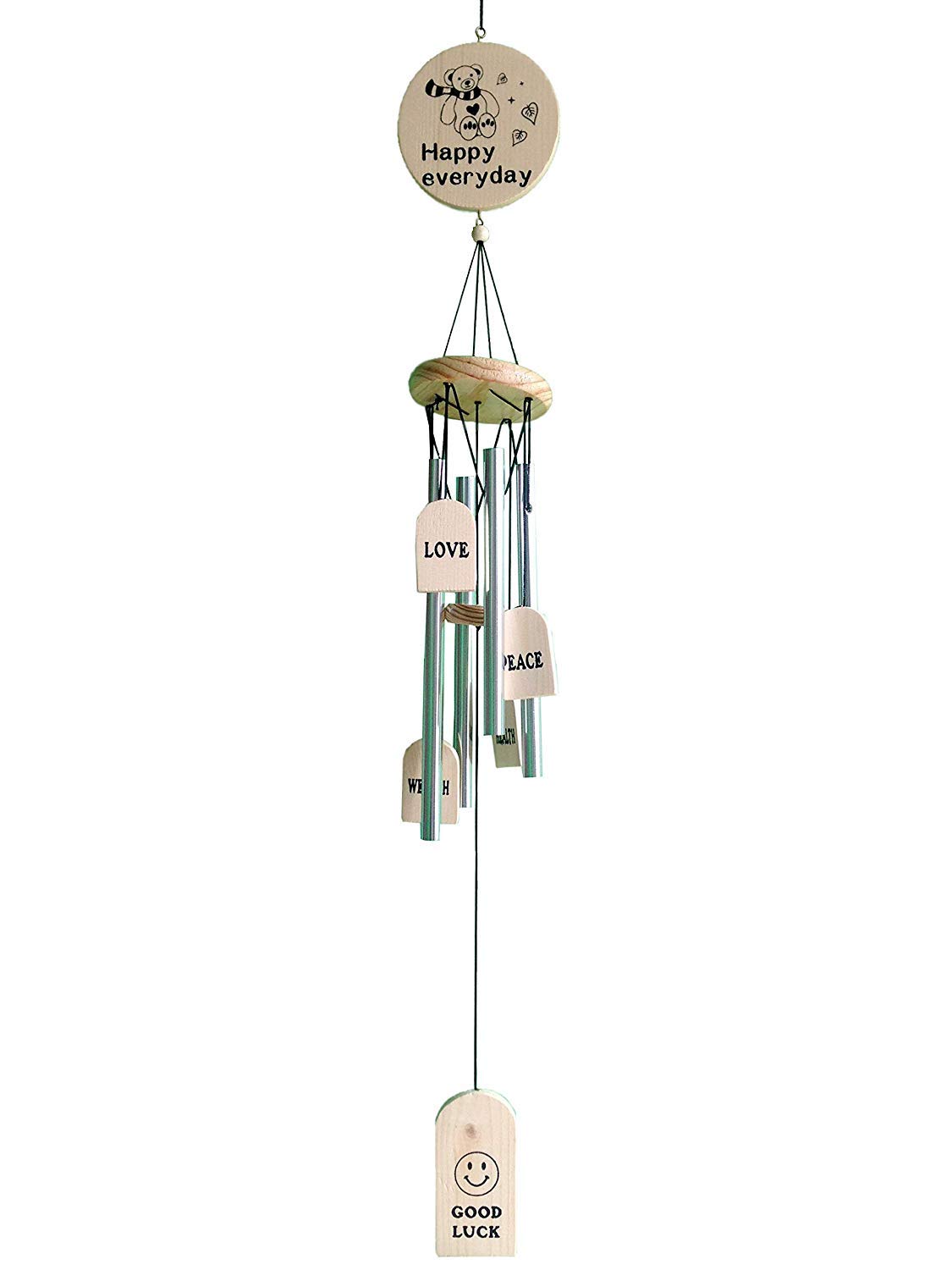 Relive Store Wind Chime for Home,Balcony,Garden and Galry Badroom with Good Sound Quality The Positive Energy 4 Silver Pipes Good Luck Hight 35 Inch.