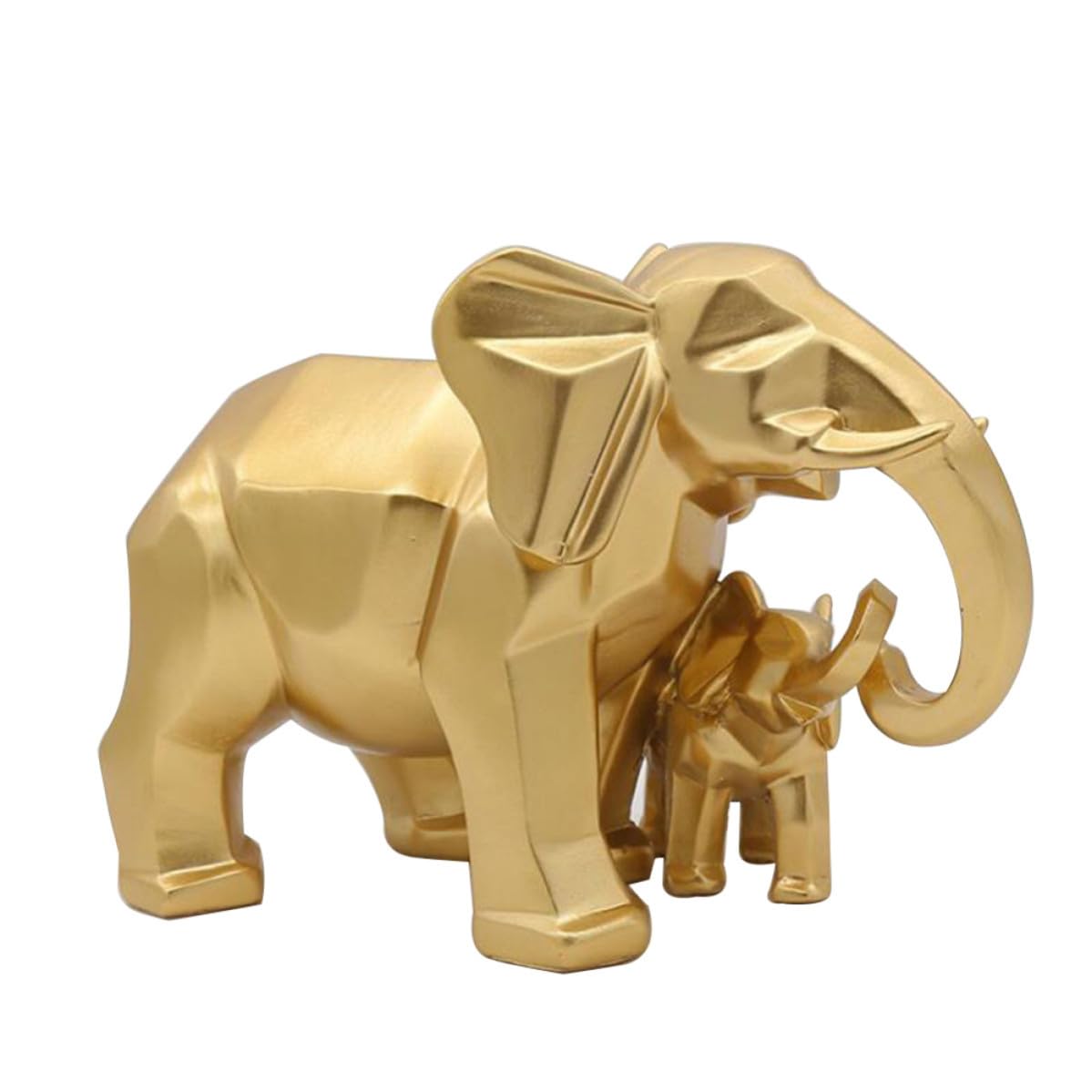 ibasenice Adorno de Elefante Figura Delicada y Resistente al Desgaste de Resina Dorada Diseño Geométrico para Decoración de Oficina y Jardín