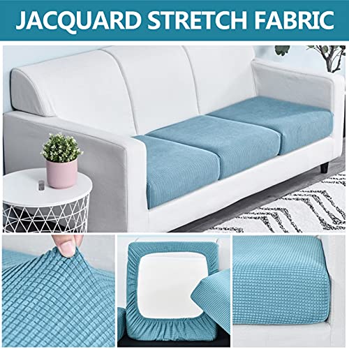 Housse de coussin extensible pour canapé 1 place chic bleu - 6