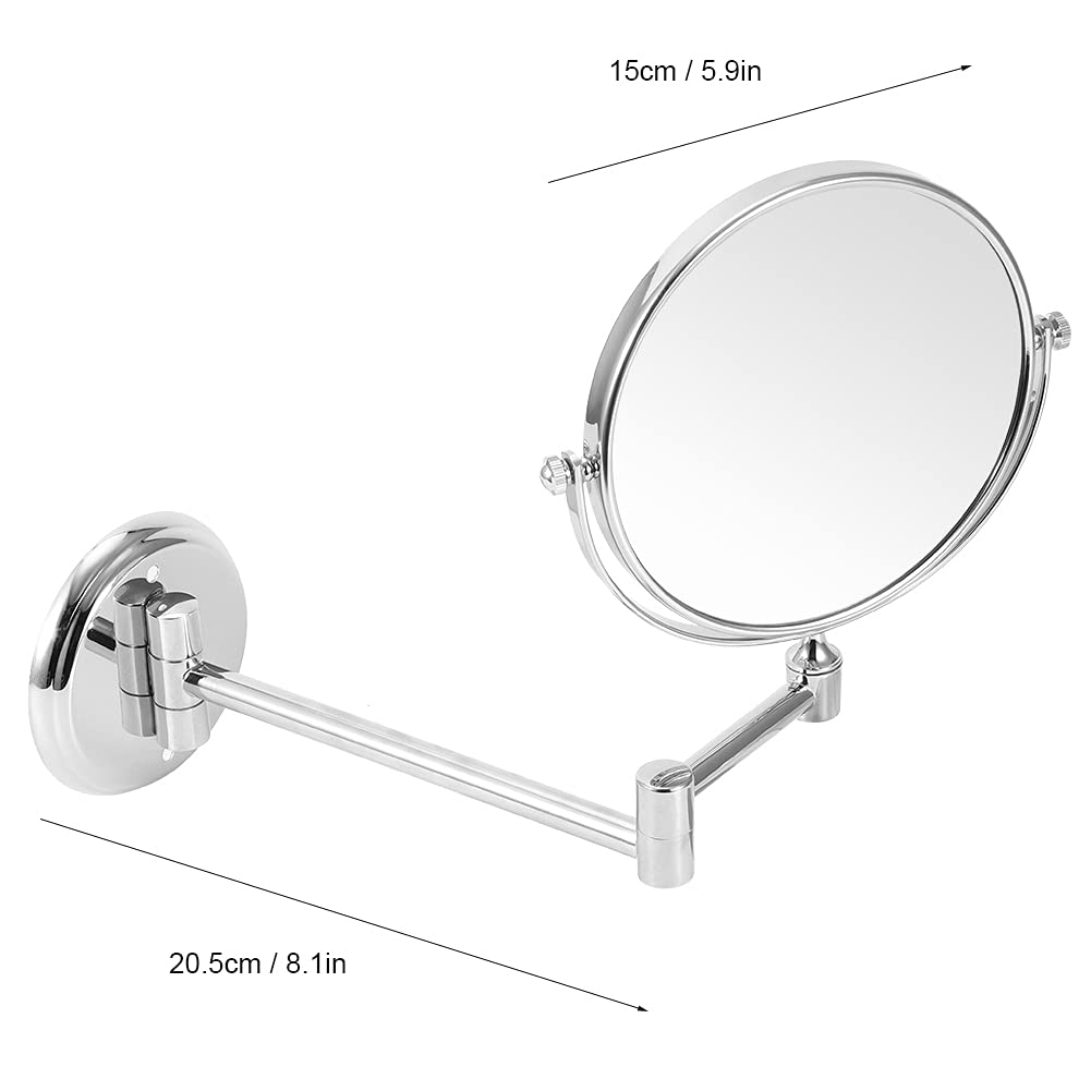 Espejo de Maquillaje de Cobre para Baño Doméstico, Espejo de Maquillaje de Plata para Hotel de Cobre, Espejo de Tocador de Baño, Espejo de Tocador (Fondo redondo plateado brillante 6 pulgadas)