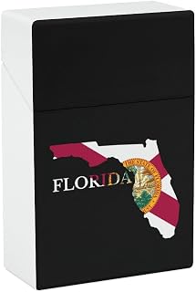 Florida Map Flag Cigarette Case for Men Women Portable Cigarette Box Holder for Home Office Travel