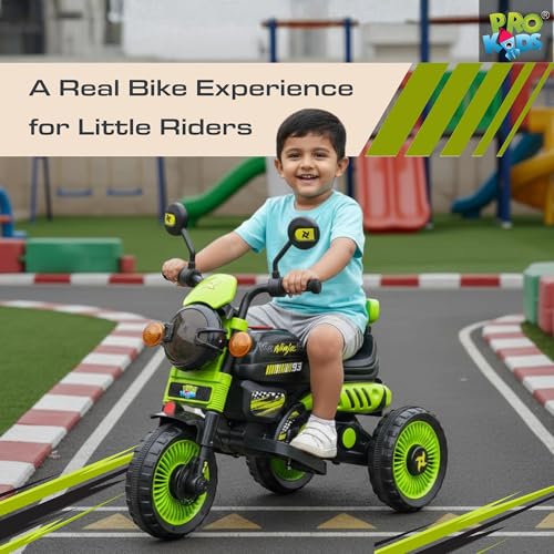 Image of PRO KIDS Cruise Rechargeable Electric Kids Bike with Bluetooth, USB, AUX, Music & LED | Ride-On Bike for Boys & Girls (1.5-4 Years) | 6V Battery Powered | Foot Accelerator