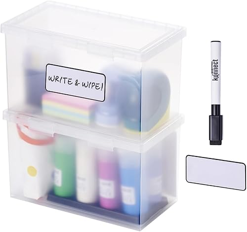 Bostitch Konnect - Contenedores de almacenamiento con tapas, organizador, caja de plástico transparente, contenedores apilables, grandes, paquete de