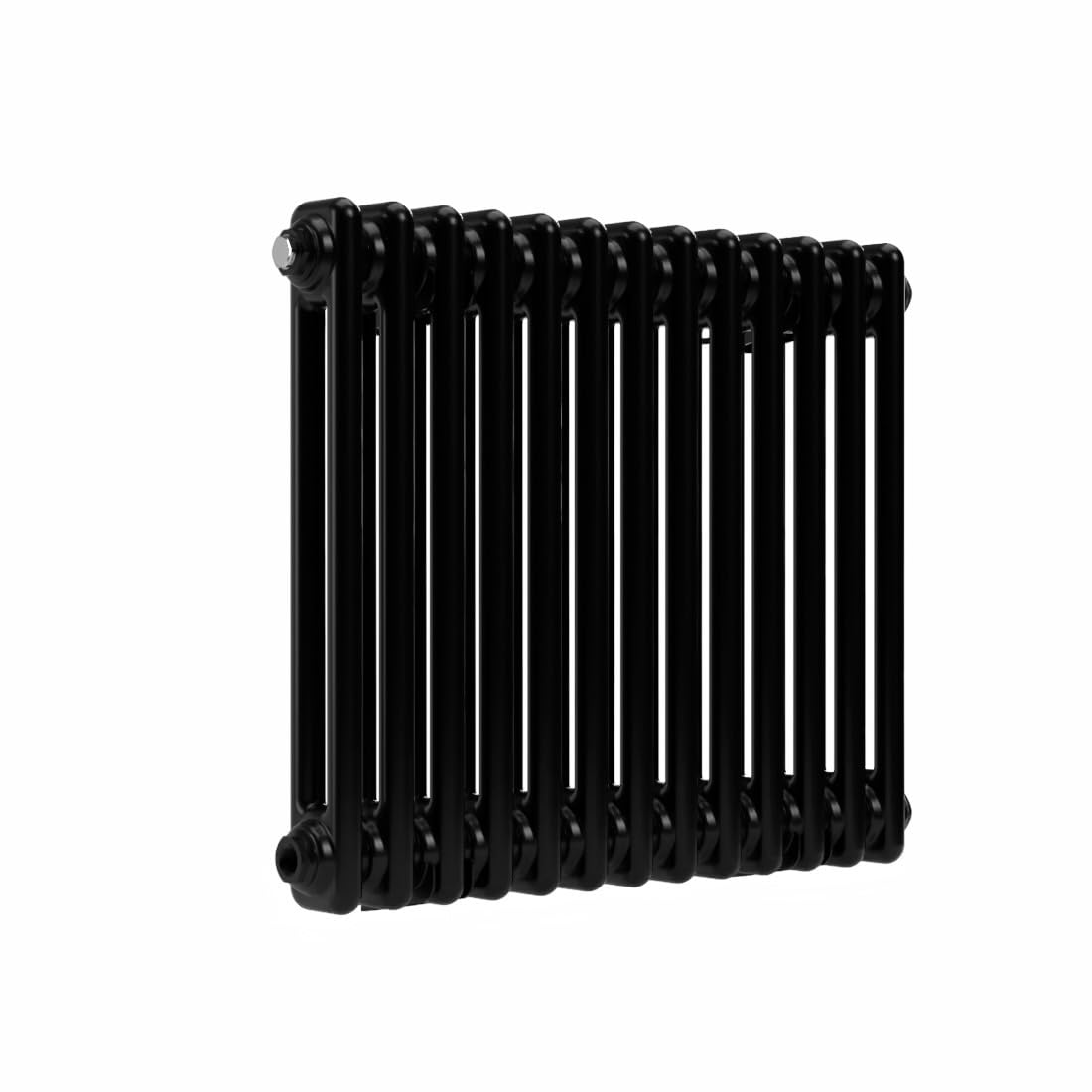Lux Heat Black Horizontal 2 Column Traditional Radiator 500mm (H) x 605mm (W)