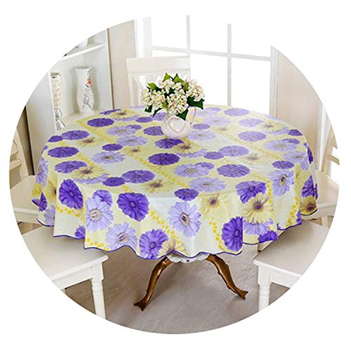 lovehouse21 Printed Tablecloth Waterproof Oilproof Backside Ati-Slip Flannel Round Home Restaurant,C,Round 137X137Cm