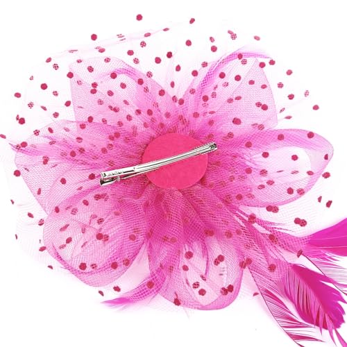 Huachi Fascinators Hats For Women Tea Party Headband Kentucky Derby Hats Fascinator Headpiece Fushia thumb #4