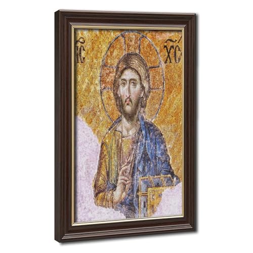 Christ Pantocrator affiches sur toile de haute précision avec cadre bois chic