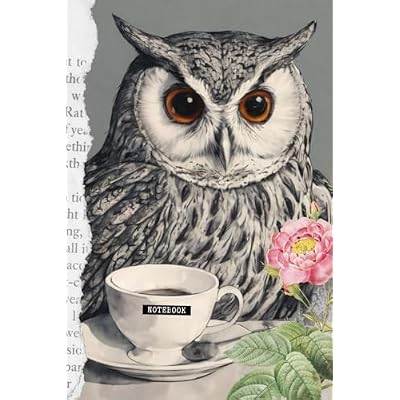 Owl with a coffee cup | Quote on Back : Stay focused be courageous | Digital Collage